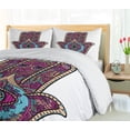 thumbnail image 5 of Ambesonne Hamsa Duvet Cover Set, Doodle Swirls Evil Eye, 2-Calking, Magenta Aqua Peach, 5 of 7
