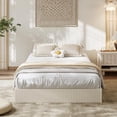 thumbnail image 3 of Twin Bed Frame, Wood Platform Bed with Fluted Design, Low Profile BedFrame, Minimalist Bed Base with Noise-Free, Easy Assembly, No Box Spring Needed, Cream, 3 of 6