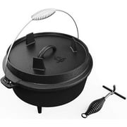 Mighty Hand 6 QT. Cast Iron Dutch Oven with Dual-Function Lid/Skillet for Indoor & Outdoor Cooking