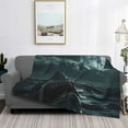thumbnail image 2 of Yiaed Moonlit Night Sky Shark Print Blanket Throw Blanket Soft Cozy Flannel Blanket for Home Bed Sofa Couch Chair-60"x50", 2 of 6