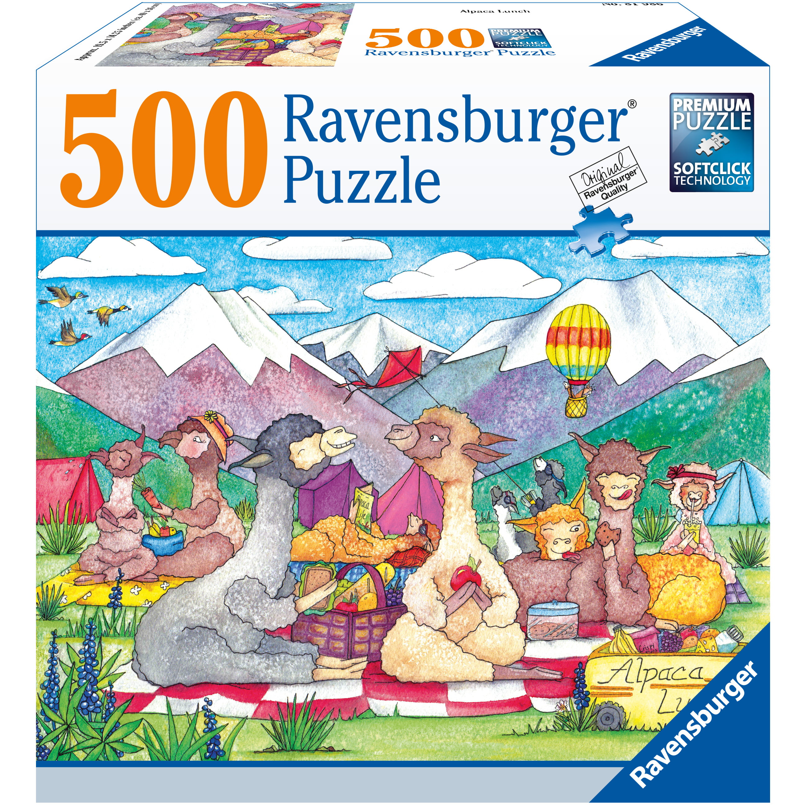 Ravensburger Puzzles Set of 2 CHOCOLATE MILKSHAKE & ALPACA LUNCH 500 Pieces 