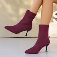 thumbnail image 4 of Oyedens Stiletto Dress Boots for Women Fashion Knit Slip on Socks High Heel Ankle Booties Wedding, 4 of 5