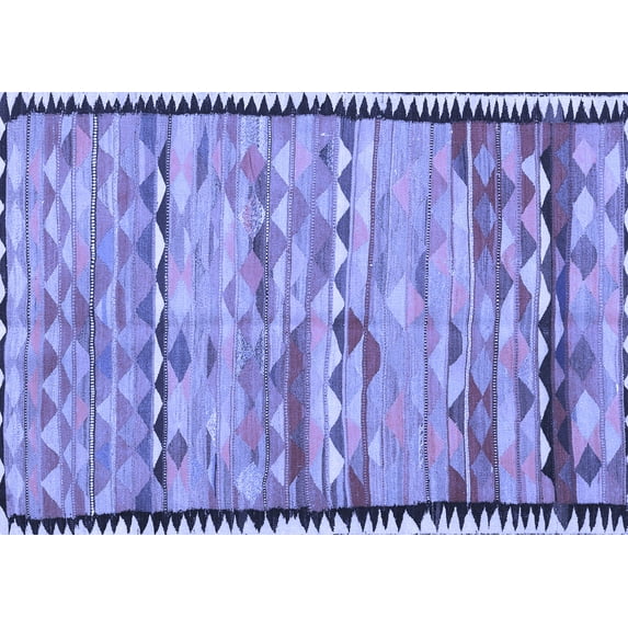 Ahgly Company Machine Washable Indoor Rectangle Oriental Blue Traditional Area Rugs, 4' x 6'