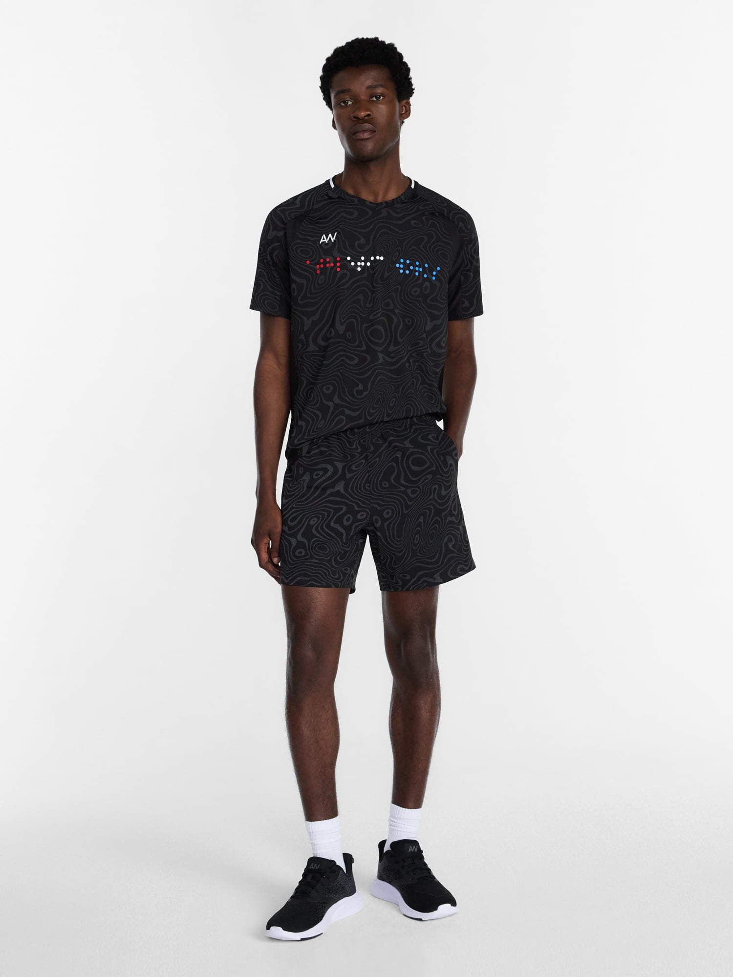 Athletic Works Men's Reflective Print Soccer Shorts, 6" Inseam, Sizes XS-3XL