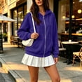 thumbnail image 6 of Stralyhd Full Zip Up Hoodies for Women 2026 Fall Winter Oversized Jacket with Pockets Long Sleeve Drawstring Outfits Comfort Hooded Sweatshirt Dark Purple 3XL, 6 of 7