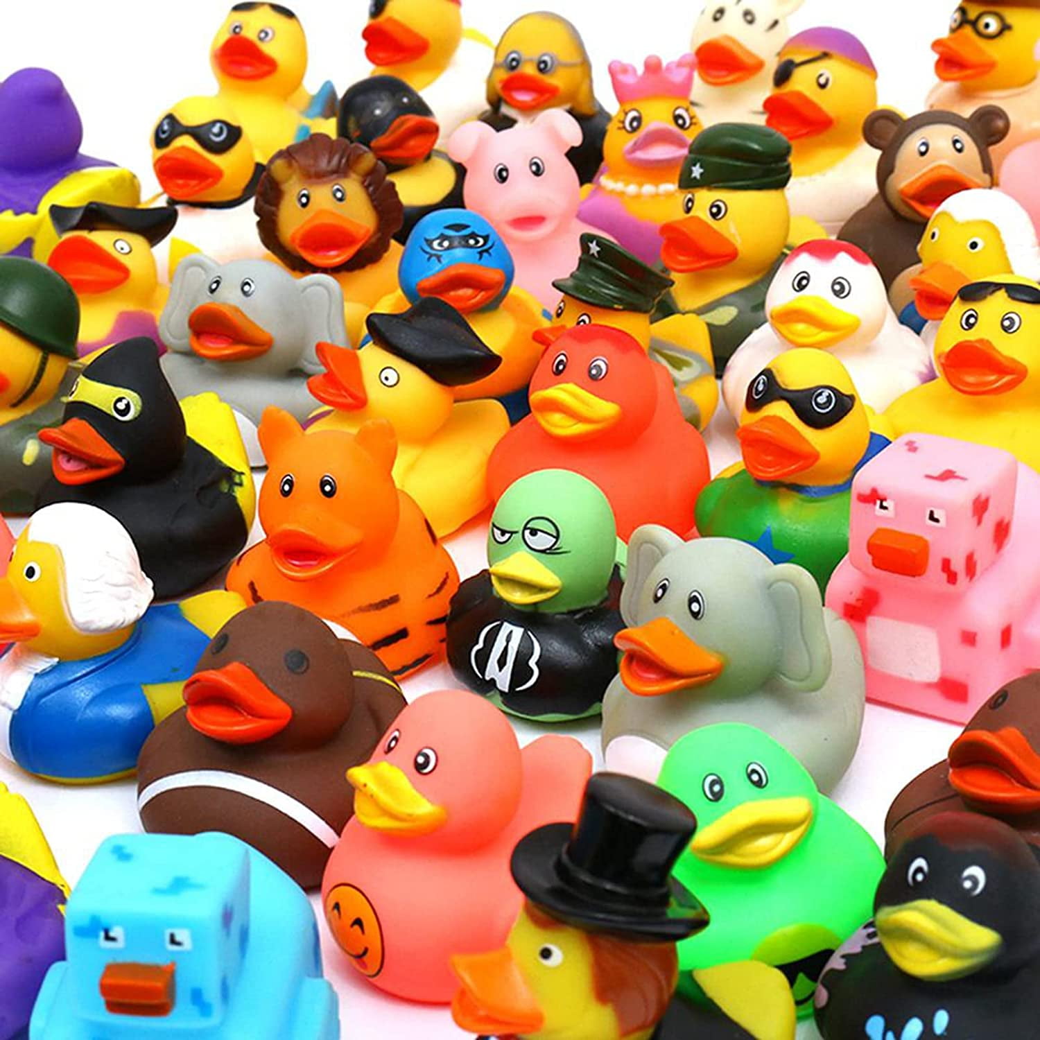 XY-WQ 100 Pack Rubber Duck for Jeeps Ducking - 2" Bulk Floater Duck for Kids - Baby Bath Toy Assortment - Party Favors, Birthdays, Bath Time, and More (50 Varieties)