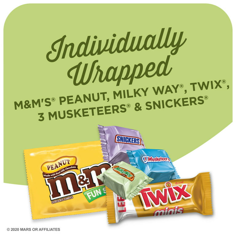 TWIX, M&M's Peanut, SNICKERS, MILKY WAY & 3 Musketeers Assorted Chocolate  Easter Candy 100 pieces 31.77 oz.