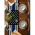 thumbnail image 2 of ERUNPONLY Blue White American Flag Table Runner - 90 Inch Long USA Flag Vintage Stars Cotton and Linen Blended Dress Scarves Farmhouse Table Runner for Kitchen Dining, Coffee Table, 13"x90", 2 of 8