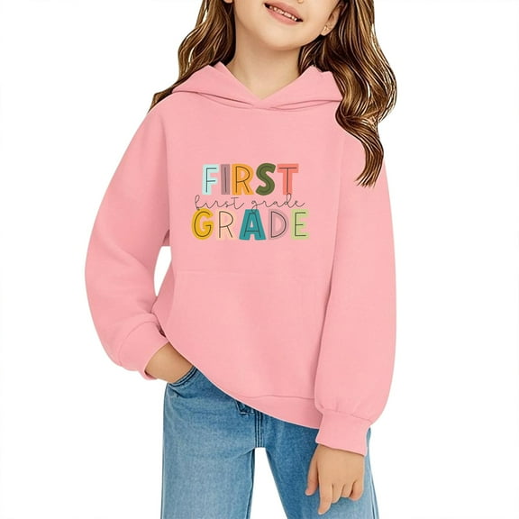 Ruyang First Grade Hoodies Back to School Hooded Sweatshirts Kids Boys Girls First Day of School Hoodie Cute Pullover Top