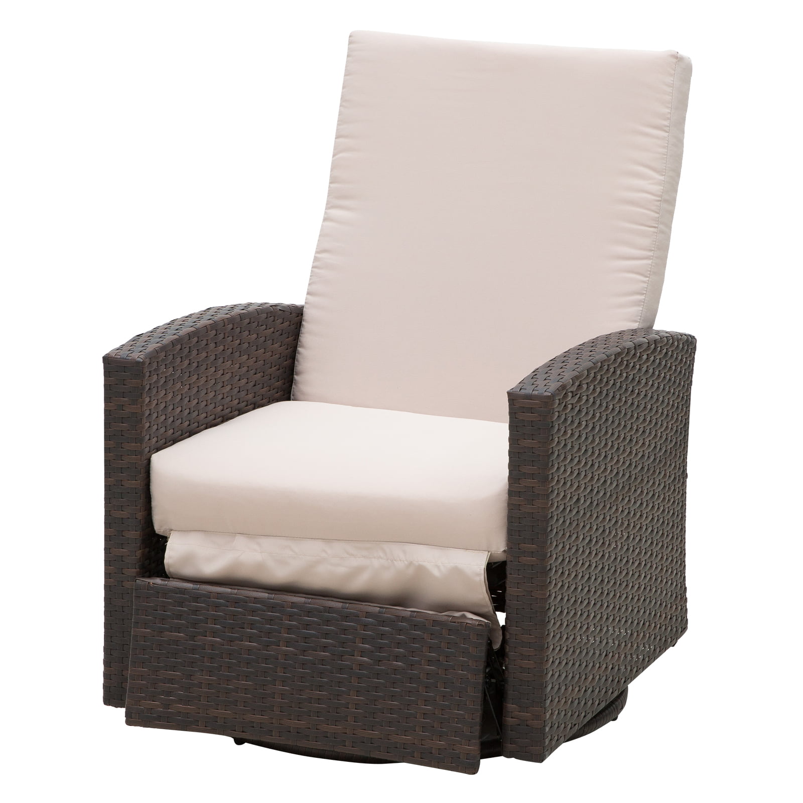 Outsunny Outdoor Rattan Wicker Swivel, Outsunny Outdoor Rattan Recliner Chair With Cushion
