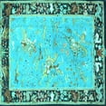 thumbnail image 1 of Ahgly Company Machine Washable Indoor Square Animal Turquoise Blue Traditional Area Rugs, 5' Square, 1 of 4