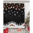 thumbnail image 5 of Christmas Black Shower Curtain, Winter White Snowflake Xmas Balls Waterproof Washable Boho Funny Cute Shower Curtains Set for Bathroom Farmhouse Bathtubs Decor with Hook, 72"Wx72"L, 5 of 7