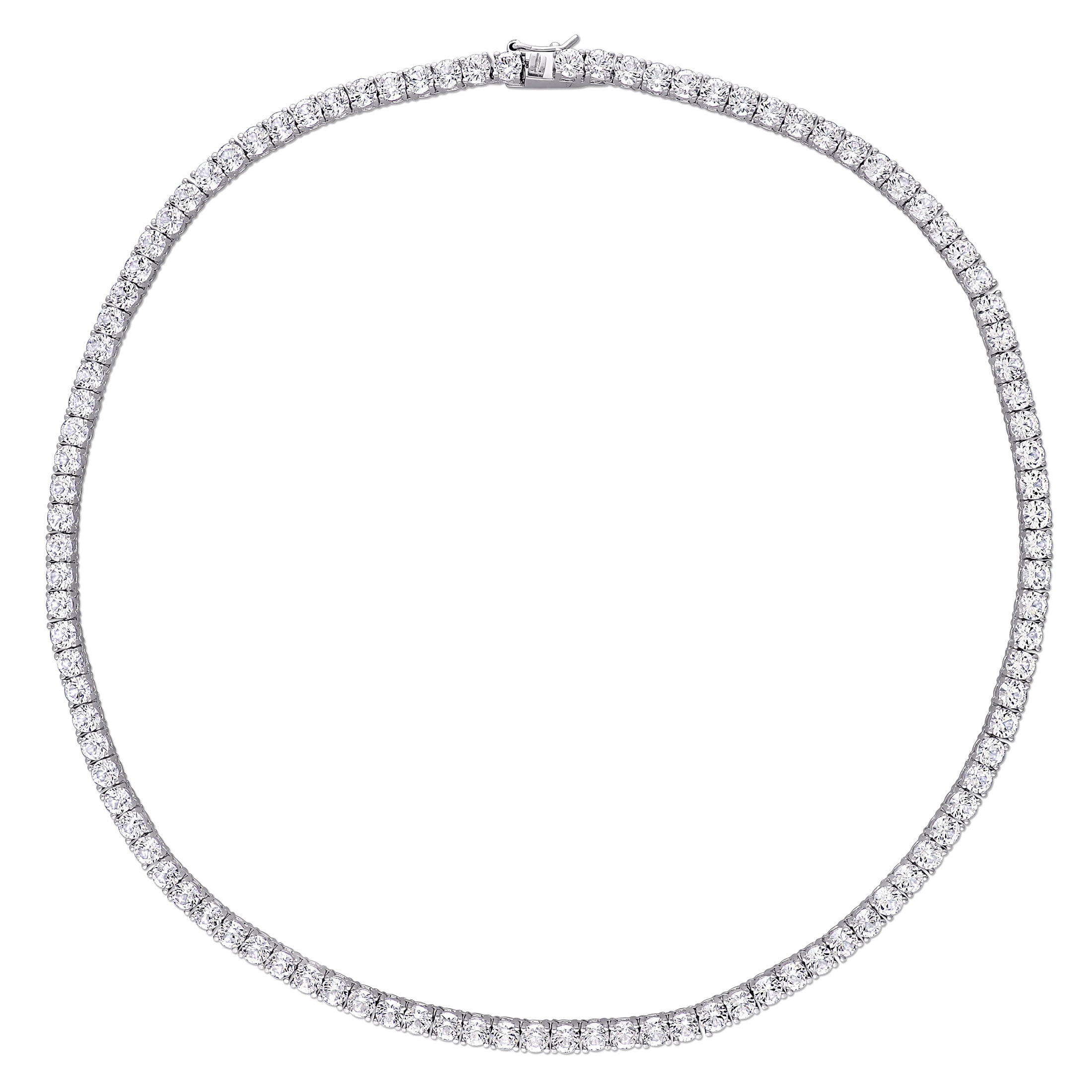 Everly Women's Created Sapphire Sterling Silver Tennis Necklace