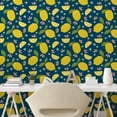thumbnail image 3 of Ambesonne Fruit Peel & Stick Wallpaper for Home, Pop Lemon and Flowers, 13"x72", Petrol Blue Yellow, 3 of 6