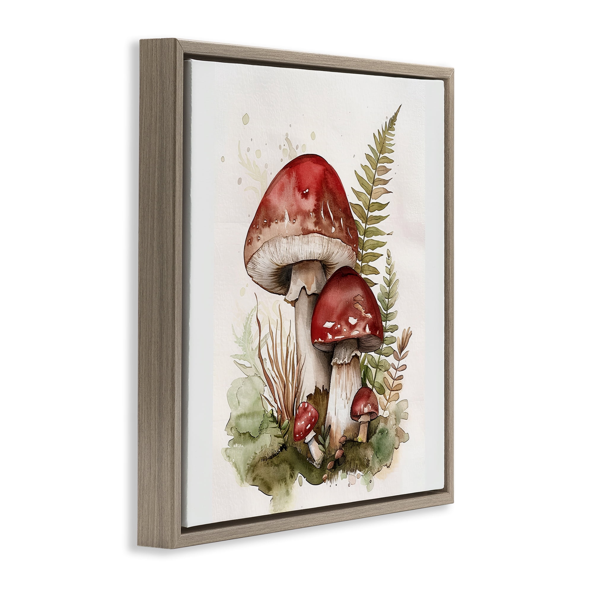 Stupell Industries Enchanted Forest Mushrooms Plants & Flowers Painting Brown Floater Framed Canvas Art Print Wall Art, 25 x 25