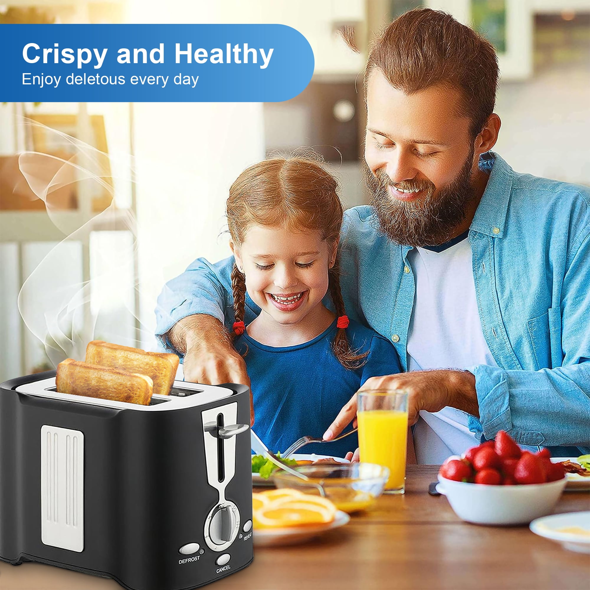 2 Slice Toaster with Extra Wide Slots & Removable Crumb Tray - 6 Browning  Options, with Lift + Look, Auto Shut Off & Frozen Function, Toast Fruit  Bread, Bagel & Waffle, Matte Black