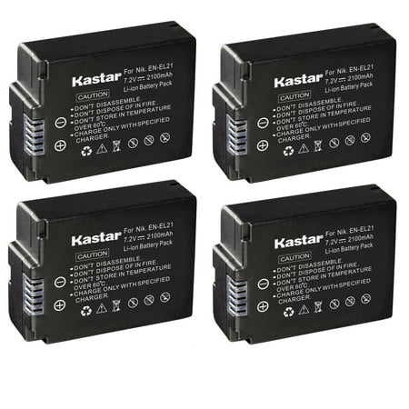 Image of Kastar 4-Pack EN-EL21 Battery Replacement for Nikon EN-EL21 ENEL21 Battery Nikon MH-28 MH28 Charger Nikon 1 V2 Digital Camera Nikon 1V2 Digital Camera