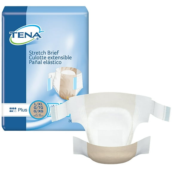 TENA Stretch Plus Adult Incontinence Brief XL Moderate Absorbency Breathable, 67603, 59, 72 Ct