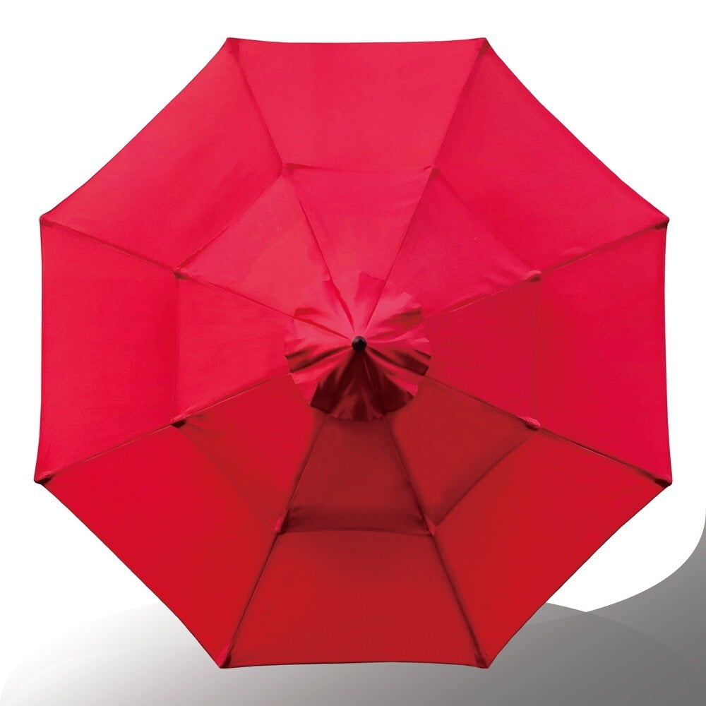 Ultrashades 9ft Patio Umbrella with Crank 3-Tier Pagoda Outdoor Market Umbrella with 8 Ribs, Red