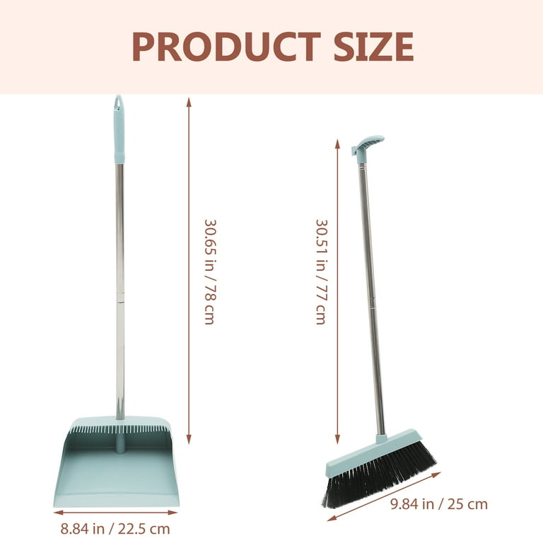OLLSDIRE Broom and Dustpan Set for Home Upright Dustpan and Broom Combo Set  with Long Handle Sweeping Office Kitchen Floor Pet Hair Standing Dust pan