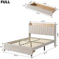 thumbnail image 2 of Garvee Full Size Upholstered Bed Frame with Storage Headboard & Drawers, Charging Station, Noise-Free, Easy Assembly, No Box Spring Needed, Beige, 2 of 7