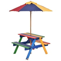 XgoodX 4 Seat Kids Picnic Table w/Umbrella Garden Yard Folding Children Bench Outdoor
