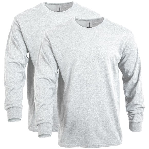 Camiseta Gildan G5400 de manga larga, paquete de 2, gris ceniza, talla XL