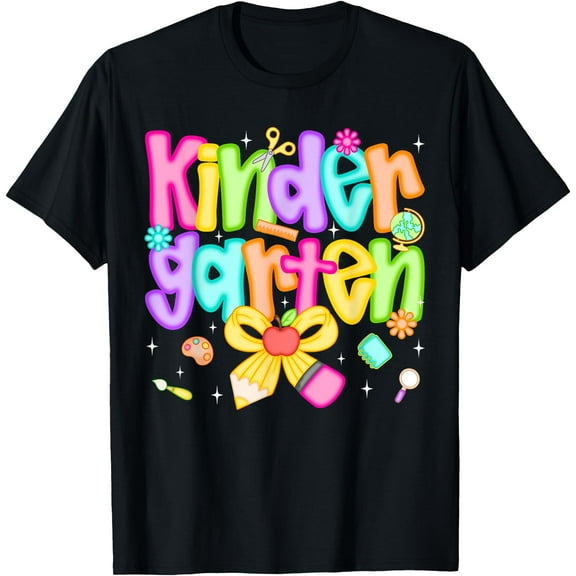 Preppy Kindergarten Back To School Teacher Kinder Girls Kids T-Shirt Tops Tee