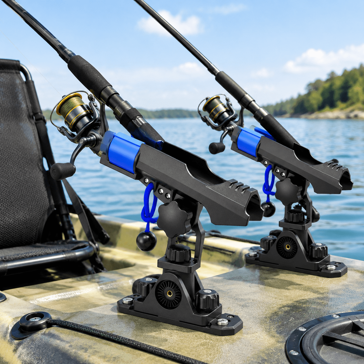 Track Mounted Kayak Rod Holders For Fishing Boat & Canoe 2 Pack