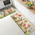 thumbnail image 2 of Easter Bunny Crossing Decorative Kitchen Rugs Set of 2, Rabbit Anti-Fatigue Kitchen Mat Poppy Dahlia Flowers Non-Slip Floor Mat, Spring Holiday Home Kitchen Decorations - 17x29 and 17x47 Inch, 2 of 6