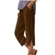 thumbnail image 4 of Capri Pantalones para Mujeres Casual Verano Color Sólido Lino, Bolsillos Cintura Elástica Pantalones Cortos Ligeros, 4 of 4