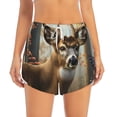 thumbnail image 4 of Lsque American Wildlife Deer Forest Printed Women's Running Shorts with Liner Pockets,Elastic Quick Dry Workout Athletic Gym Yoga Shorts,Womens High Waist Shorts-XX-Large, 4 of 9