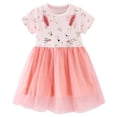 thumbnail image 6 of WRKEKC Girls Floral Dress Short Sleeve Round Neck Striped Tulle Soft Breathable Comfortable Cotton Fabric Daily 2-8 Years, 6 of 9