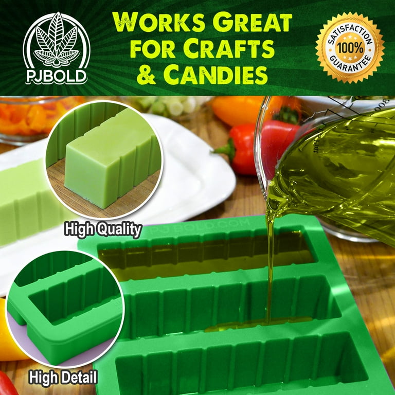 Large 4 Cavities Butter Mold Silicone (Green), Butter Mold with Lid  Non-Stick Easy to Clean Silicone.City Brand 