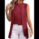 thumbnail image 2 of Camisetas Sin Mangas Informales de Negocios para Mujer, Atuendos de Verano Sin Mangas, Camisas de Trabajo Elegantes y de Moda de 2025. Rojo M, 2 of 8