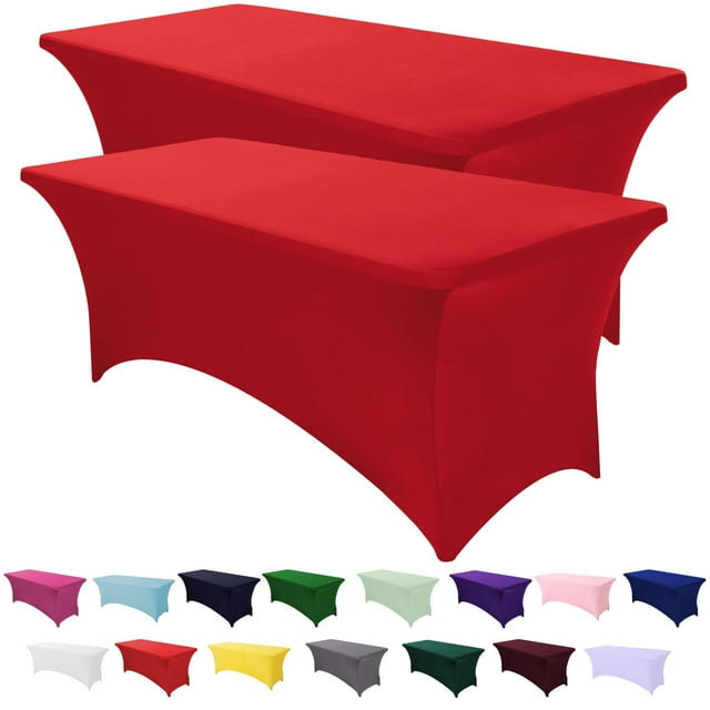 Mantel separo de 2 unidades, 183 cm, elástico, sin arrugas, rojo