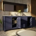 thumbnail image 4 of Lafarre 80 in W Navy Blue Double Vanity, White Quartz Top, Chrome Faucet Set & 70" Mirror, 4 of 9