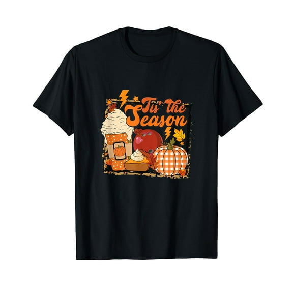 Funny Bowling Shirt the Season Pumpkin Halloween Fall Leaf T-Shirt