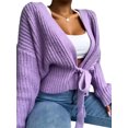 thumbnail image 3 of Seyurigaoka Women V-Neck Cardigan Lace Up Bow Sweater Solid Color Coat, 3 of 5