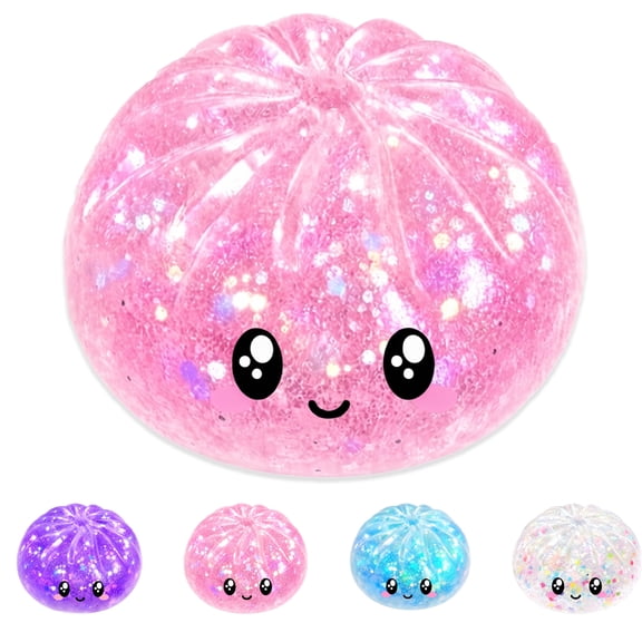 Dumpling Squishy Squishy Dumplings Glitter Slow-Rising Anxiety Relief Fidget Toy for Stress Relief Sensory Play Gifting Teens Adults Kids,Pink