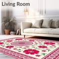 thumbnail image 2 of ODIKA 4'x6' Machine Washable Non-Slip Area Rug, Cabana Floral Medallion Vintage Botanical Garden High Traffic Rug, Pink, 663158, 2 of 7