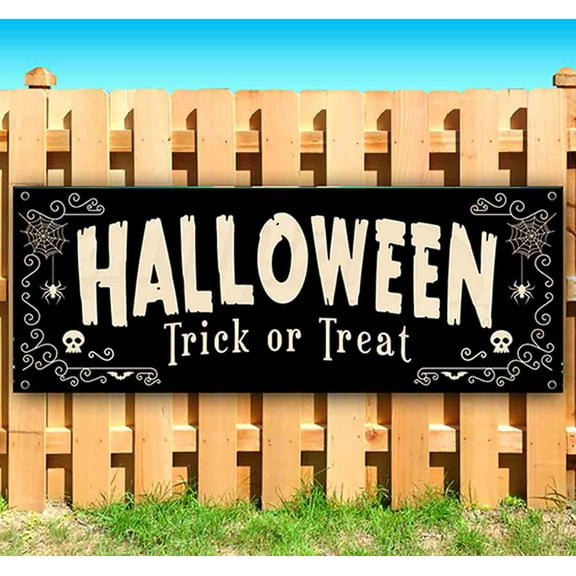 Halloween Trick Or Treat 13 oz Vinyl Banner With Metal Grommets