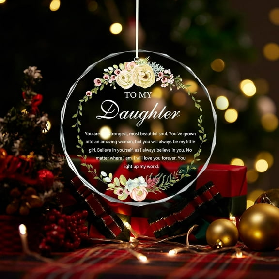 Daughter Glass Ornament 2025, Christmas Tree Decoration with Gift Box, Elegant Holiday Keepsake