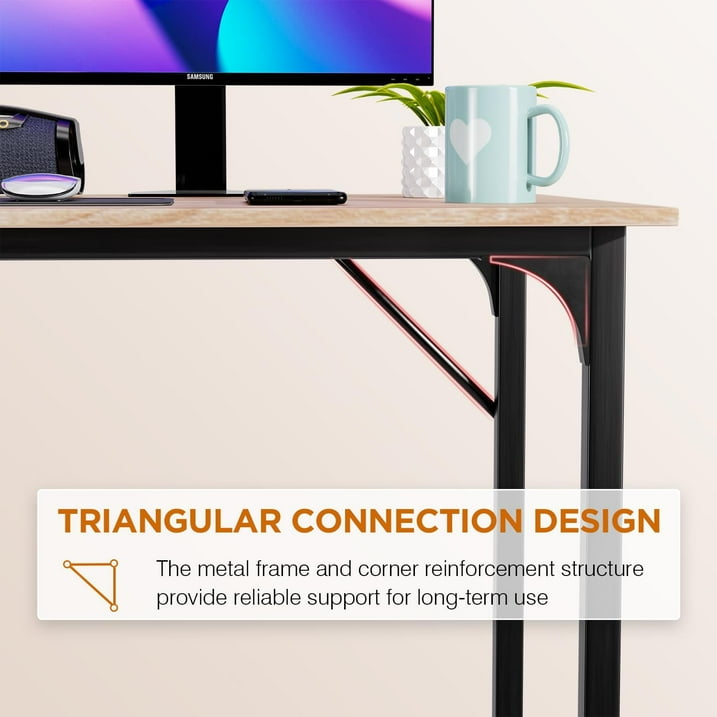 FDW 32 inch Computer Desk,Office Desk with Metal Frame,Writing for Small Space,Nature