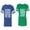 Men Royal / Women Green, variant on Nothing Sense Makes When Apart Unisex Couple Matching Cotton Jersey style T-Shirt Contrasting stripes on sleeves (Men Royal / Women Red) (Men L / Women L)