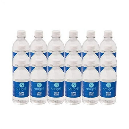 Distilled Water for CPAP Humidifiers by Snugell , 24 Bottle Pack 12oz H20 , Travel Friendly , 12oz H2O , Made in USA ,