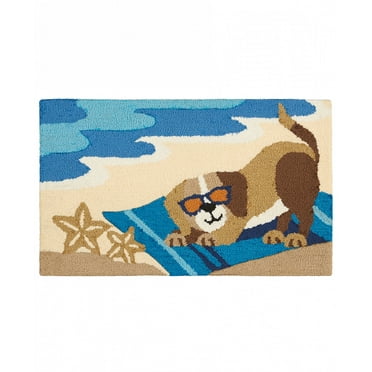 Nourison Trends 3698D Dog Beach Indoor Mat - Blue 1'6"X2'6"