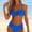 Blue, variant on Dolkfu Cheeky Swimsuit Women Two Piece U Wire Bikini Sets Push Up Ruched Textured Bathing Suit for Women L