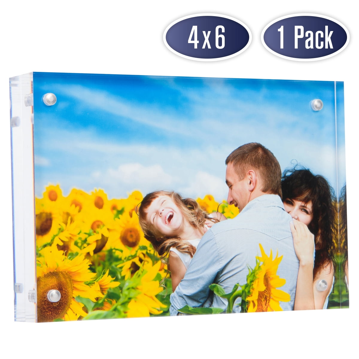 Acrylic Magnetic Photo Picture Frame Clear Double Sided Frames Pack Desktop Holder 8 x 10 Inches Display Photos on Both Sides with Base Stand