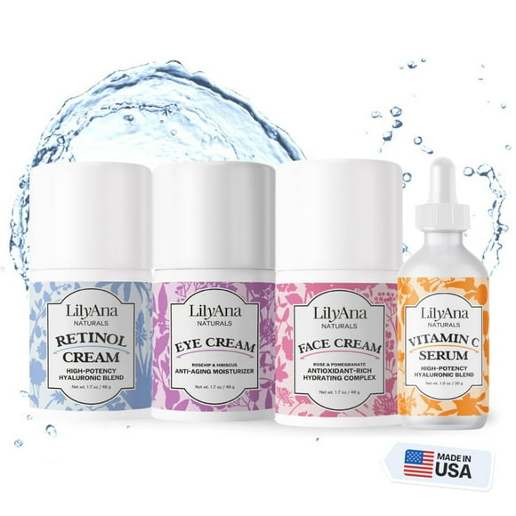 Set de regalo para el cuidado de la piel LilyAna Naturals con retinol y vitamina C para ojos y rostro